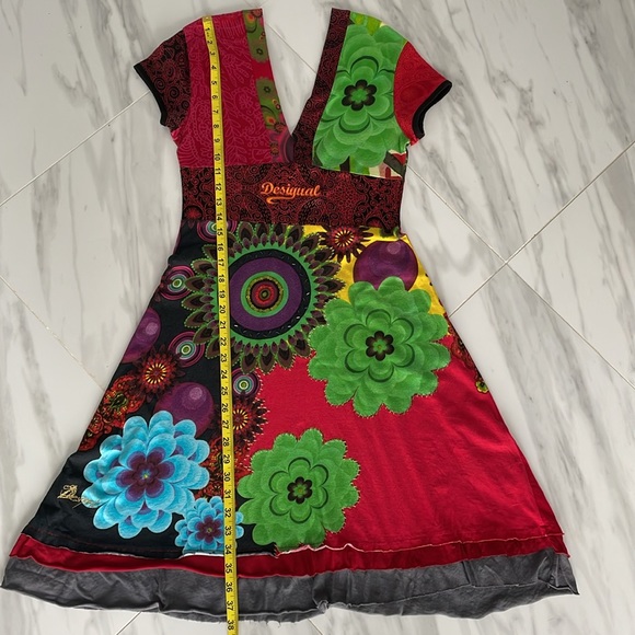Desigual Women’s Multicolor A-line Short Sleeve Dress Size Small - Picture 12 of 14